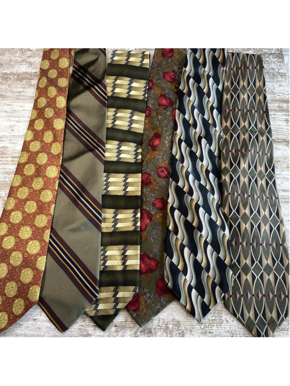 Vintage 90s Tie Lot of 6 Abstract Geometric Neckties Craft Repair Upcycle
